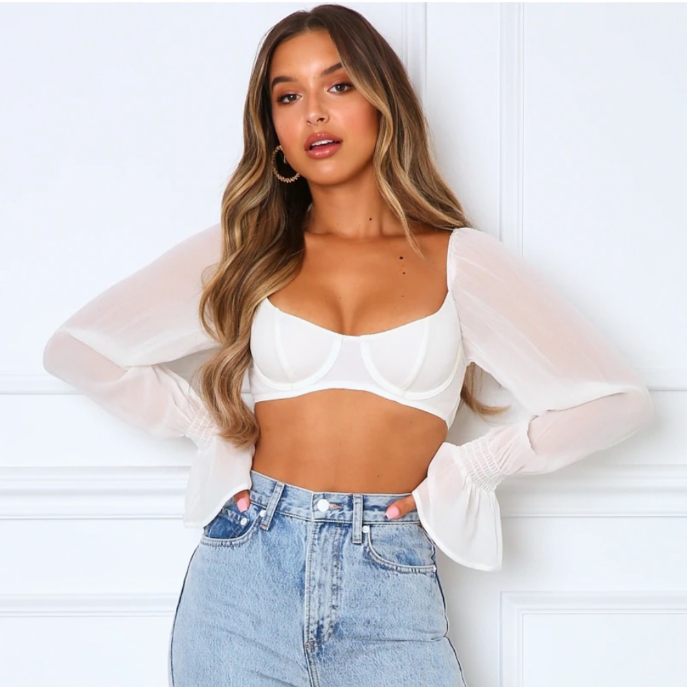 White Fox Sheer Perfection Crop Top